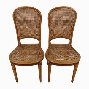 Chaises en Jonc et Merisier Blond Massif, 1920s ou 1930s, Set de 2