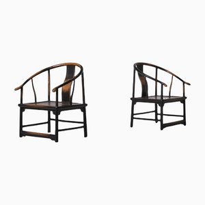 Antike chinesische Hufeisen Stühle, 2er Set