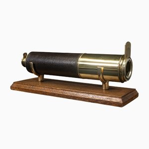 Telescopio vittoriano antico in ottone e pelle, Regno Unito, 1870