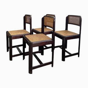 Mid-Century Italian Modern Wooden Dining Chairs, 1970s, Set of 4