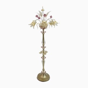 Lámpara de pie Ca'Rezzonico de cristal de Murano soplado con seis brazos, años 50