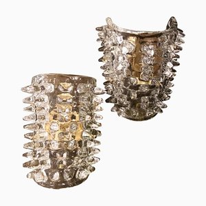 Mid-Century Modern Barovier Style Wall Sconces in Murano Glass, Set of 2, 1980s