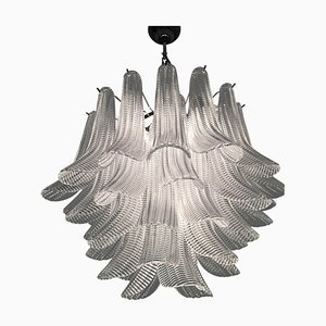 Transparent Striped Murano Glass Selle Chandelier from Murano