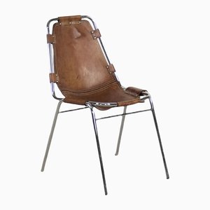 Vintage Les Arcs Chair in Leather by Charlotte Perriand, 1960s