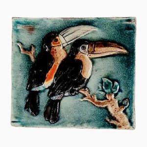 Großer Keramik Vogel Wandteller von Karlsruher
