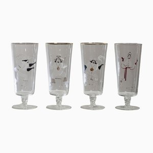 Glasses with Three Musketeers and Cardinal Richelieu, 1960s, Set of 4