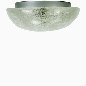 Ceiling Lamp in Thick Ice Glass and Metal from Hillebrand Lighting, 1970s or 1980s