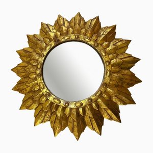 Gold-Tone Sunburst Mirror, 1980s
