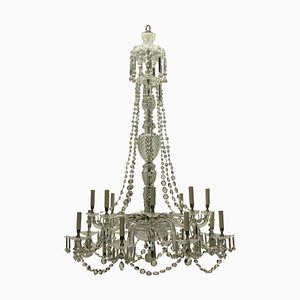 Large Antique English Chandelier in Cut Glass
