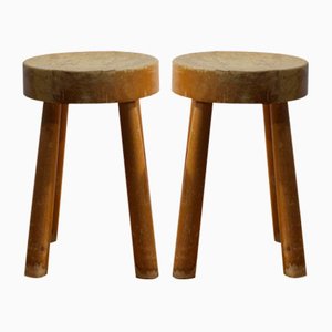 Round Stools by Charlotte Perriand for Les Arcs, France, 1960s, Set of 2
