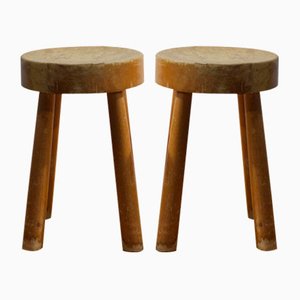 Set of Round Stools by Charlotte Perriand for Les Arcs, France, 1960s