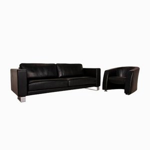Black Leather Ego Sofa from Rolf Benz, Set of 2