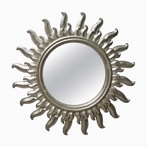 Mid-Century Modern Sun Mirror in Silver Bath Wood, 1960