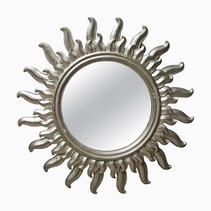 Specchio Mid-Century moderno in legno argentato, anni '60