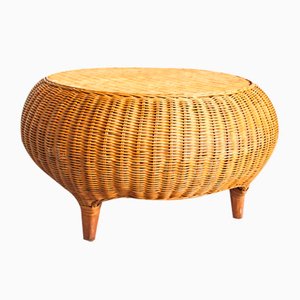 Round Wicker Coffee Table, Italy, 1970s