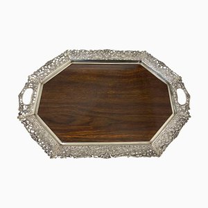 Silver Tray with Wooden Melamine by H. Hooijkaas, 1974