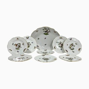 Set de Service en Porcelaine avec Motif Rothschild de Herend, Set de 9