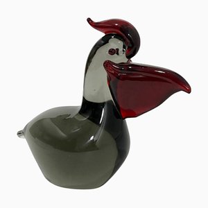 Figura de pájaro de cristal de Murano de Salviati & Company, años 60