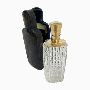 Niederländische Parfüm- oder Parfümflasche aus Kristallglas und 14 Karat Gold, 19. Jh