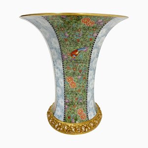 Vase en Porcelaine avec Feuille, Oiseaux et Chrysanthème de Rosenthal, Allemagne