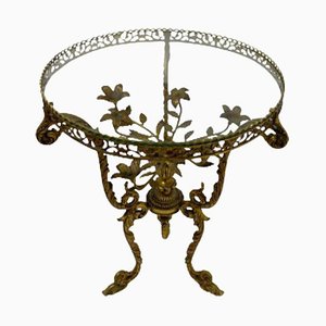 Mesa auxiliar francesa de bronce con tres patas, siglo XIX