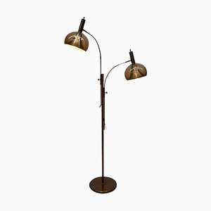 Dutch Chrome and Brown 2-Arm Globe Floor Lamp from Dijkstra