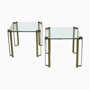Glass and Bronze Square Tables by Peter Ghyczy, 1970s, Set of 2