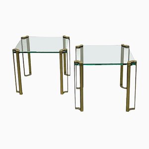 Tables Carrées en Verre et Bronze par Peter Ghyczy, 1970s, Set de 2