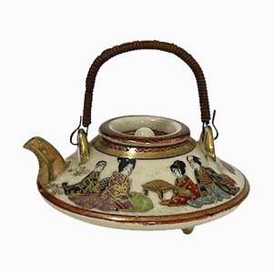 Miniature Japanese Meiji Period Satsuma Tripod Teapot and Cover