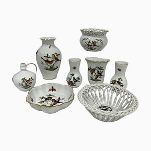 Small Porcelain Rothschild Pattern Ceramics from Herend Hungary, Set of 8