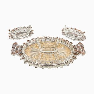 19th Century Russian Crystal Cut Set with Castellated Rims, Set of 3