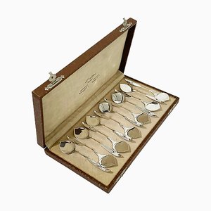 Dutch Art Deco Silver Ice Spoons by Gerritsen and Van Kempen, 1930, Set of 12