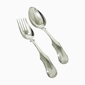 Dutch Silver Lettuce Place Setting by J. H. Eversbag & D. Van Outvoorst, 1884/86, Set of 2