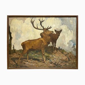 Cornelis Jan Mension, Hertebok, 1900s, Oil on Canvas, Framed