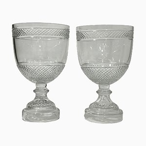 Large Diamond Cut Crystal Cups, Set of 2