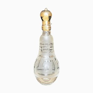 19. Jahrhundert niederländische Parfüm- oder Parfümflasche aus Kristallglas und Gold