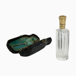 Frasco de perfume holandés de cristal y oro, siglo XIX