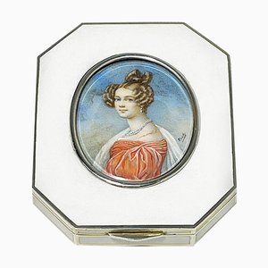 Silver Enameled Box with Miniature Painting by Rudolf Steiner, 1899