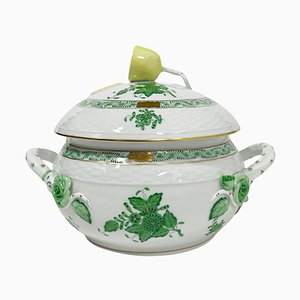 Petite/Mini Soupière Apponyi en Porcelaine Verte avec Poignées de Herend Hongrie