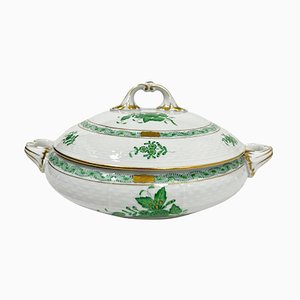 Chinese Green Bouquet Apponyi Tureen with Handles in Porcelain