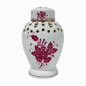 Chinese Bouquet Potpourri Lidded Vase in Porcelain, 1920