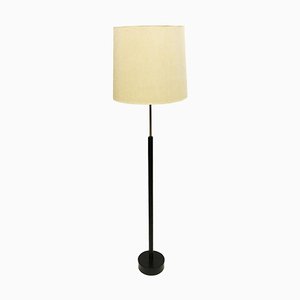 Swedish Leather and Brass Floor Lamp from Bergboms, 1960s