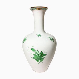 Chinese Bouquet Apponyi Green Porcelain Vase from Herend Hungary