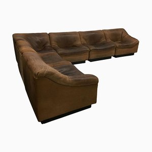 Swiss Neck Leather DS 46 6-Piece Corner Sofa from de Sede, 1970s, Set of 6