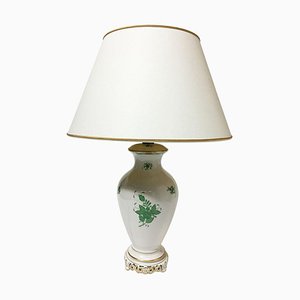 Chinese Bouquet Apponyi Green Porcelain Table Lamp from Herend Hungary