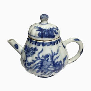 Tetera china en forma de calabaza de porcelana azul y blanca Kangxi