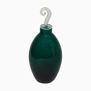 Green Glass Monofiore Bottle by Laura De Santillana for Venini Murano, Italy