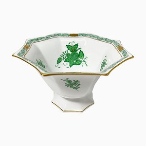 Cuenco chino Bouquet Apponyi pequeño de porcelana verde de Herend Hungary