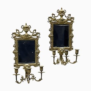 Girandole Mirrors with 3-Armed Candleholders, 1900s, Set of 2