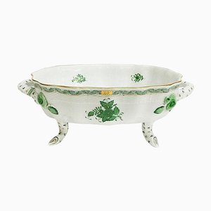 Frutero chino Bouquet Apponyi de porcelana verde de Herend Hungary